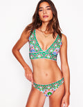 Porto V-neck Bikini Top-Multi, Decorative Dandelion