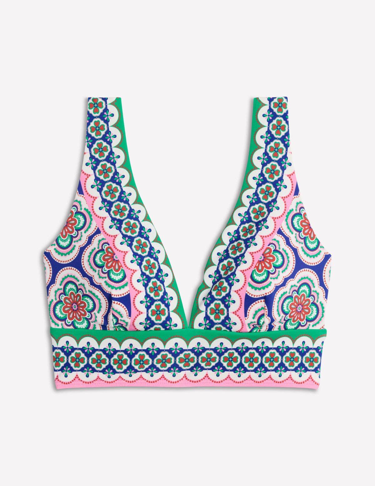 Porto V-neck Bikini Top-Bright Blue, Botanic Blush - Image 6