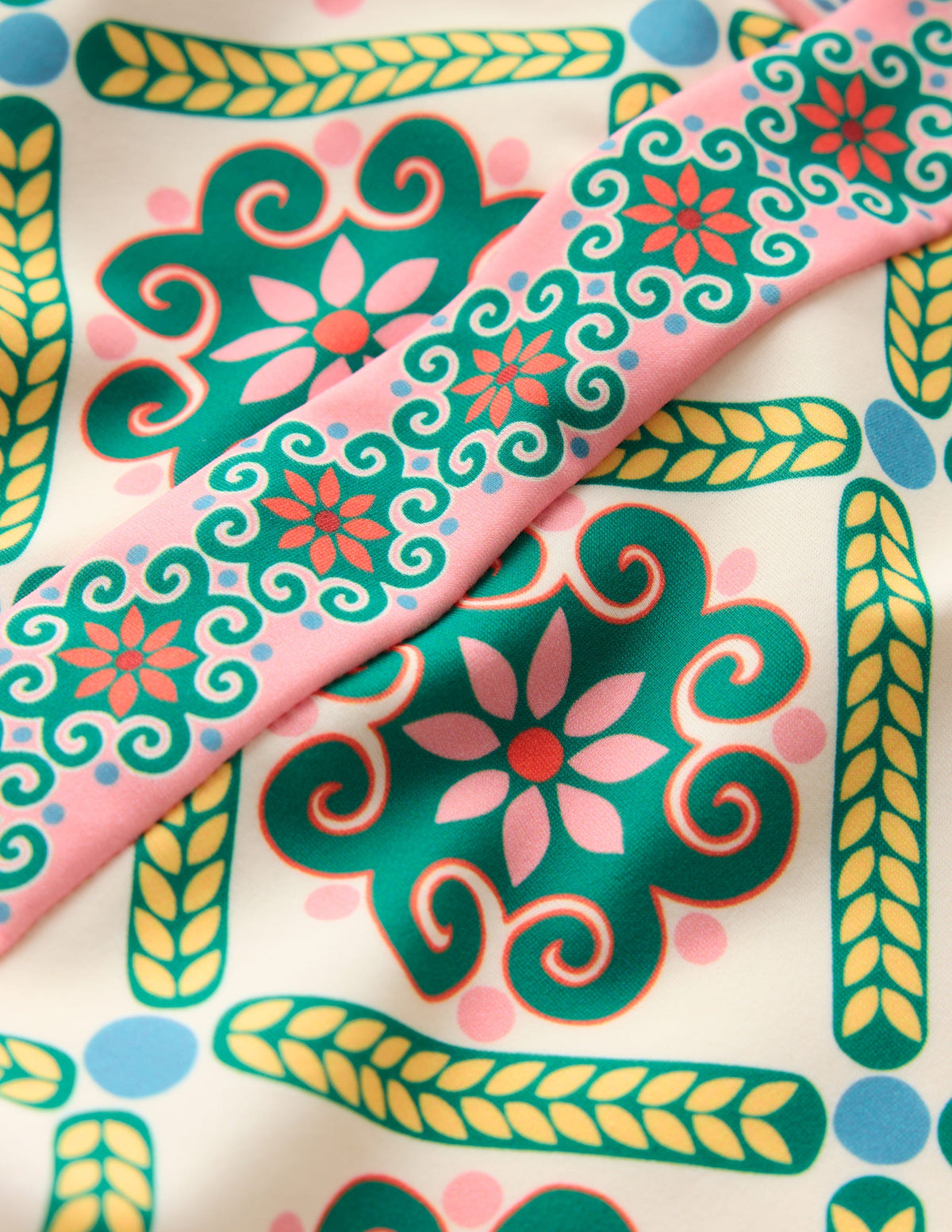 Lefkada Square Neck Swimsuit-Rich Emerald, Baroque Tile - Image 6
