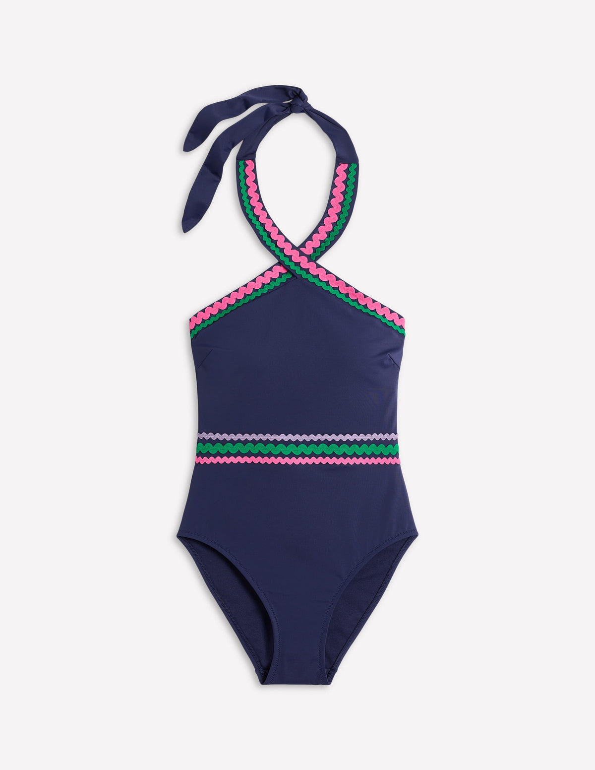 Cross Front Swimsuit-Navy Rik Rak - Image 6