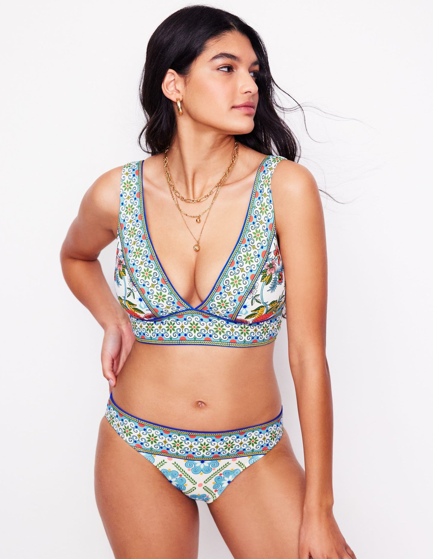 Porto Bikini Bottoms-Multi, Citrus Vine Tile