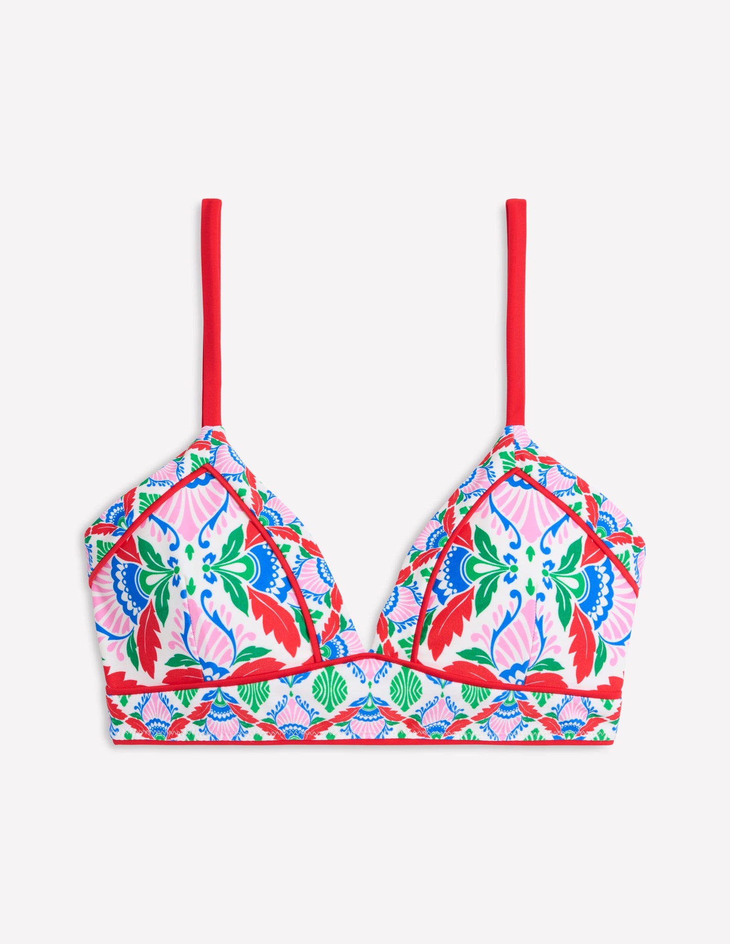 Kasos String V Neck Bikini Top-Multi, Ornate Thistle