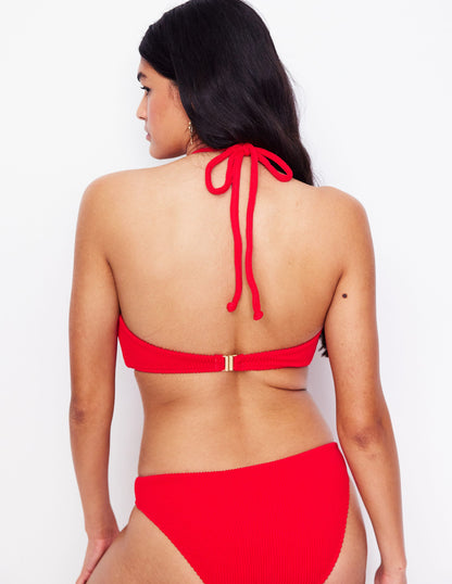 Crinkle Texture Bikini Top-Tulip Red