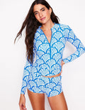 Rash Guard Swim Shorts-Bright Blue, Blossomy