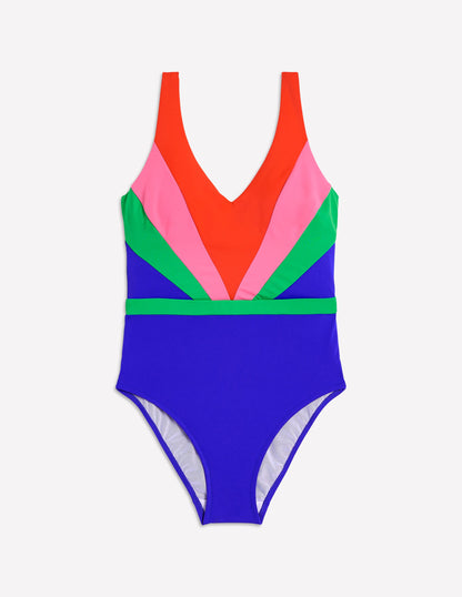 Syros V Neck Swimsuit-Multi Colourblock-5
