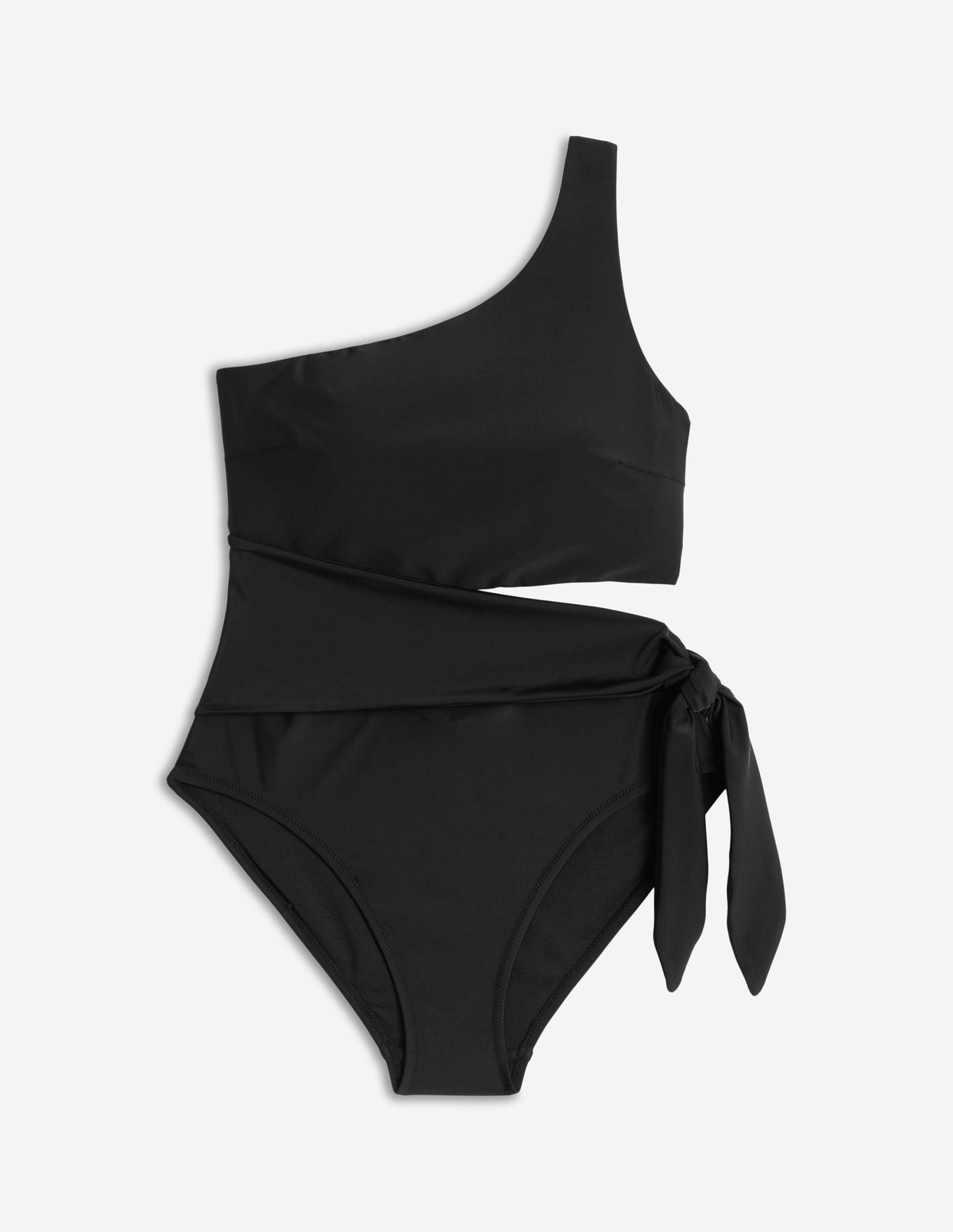 Asym Cut Tie Swimsuit-Black - Image 7