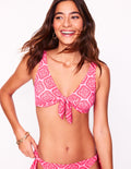 Tie Front Bikini Top-Pink Rose, Botanic Blush