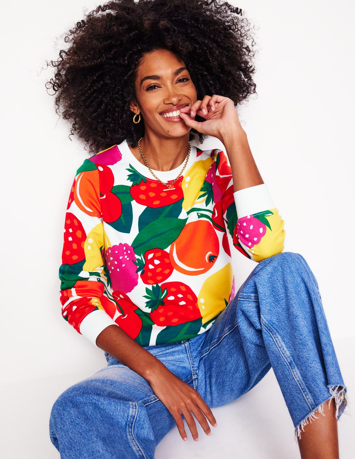 Hannah Printed Sweatshirt-Multi, Summer Fruits