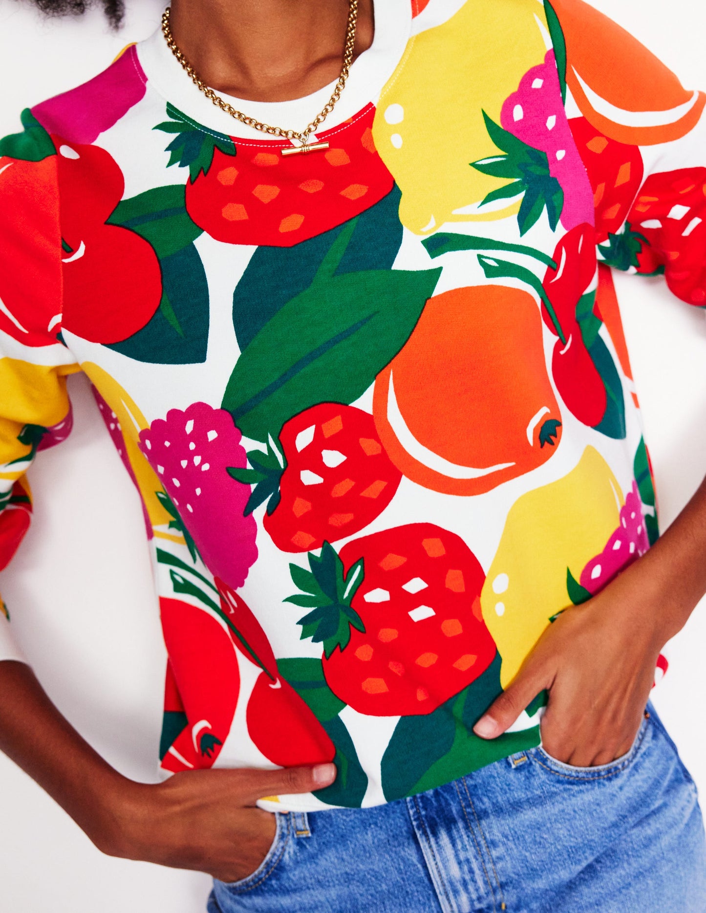 Hannah Printed Sweatshirt-Multi, Summer Fruits