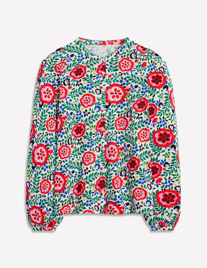 Marina Jersey Shirt-Multi, Foliage Scatter