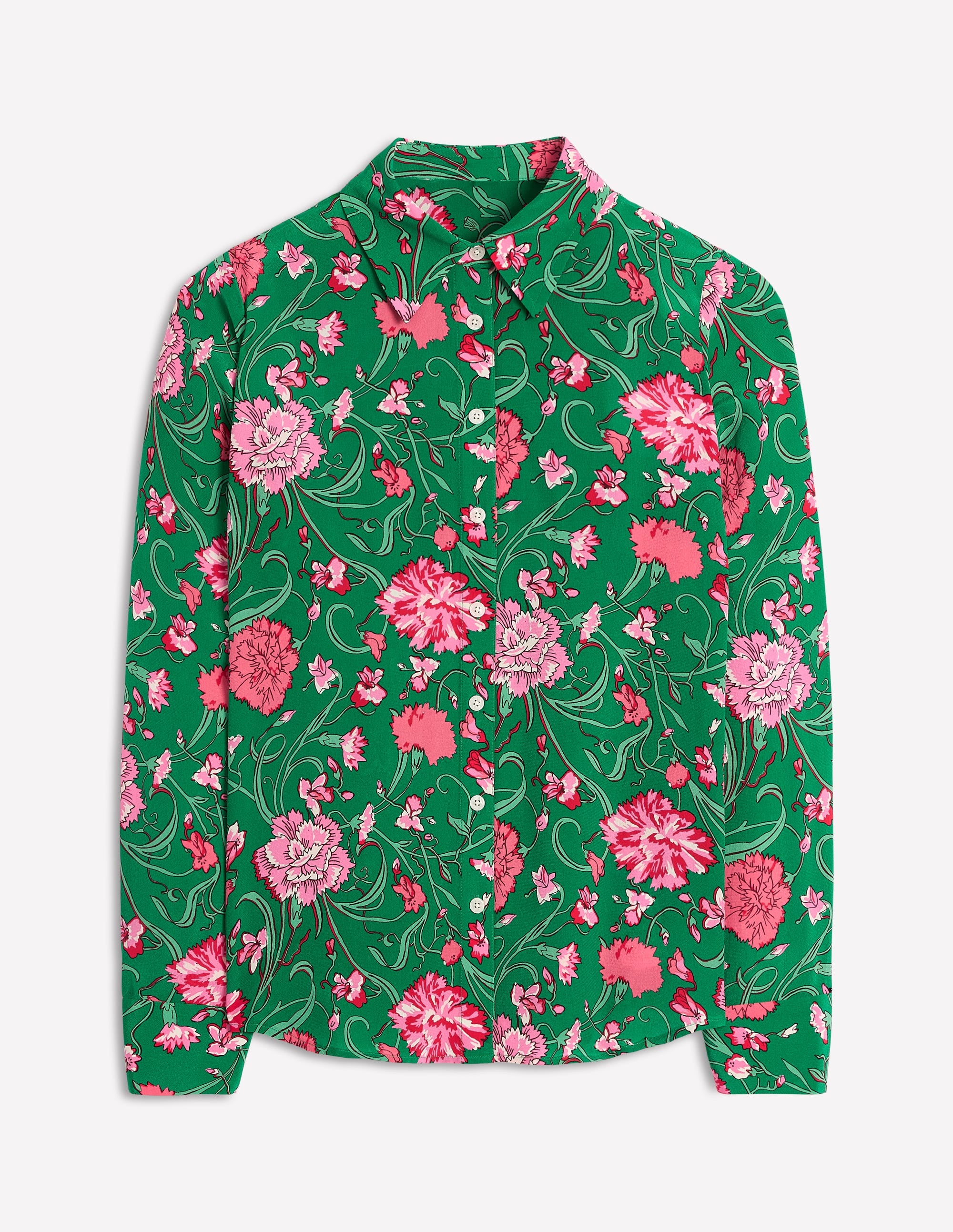 Sienna Silk Shirt-Rich emerald, Carnation Vine - Image 7