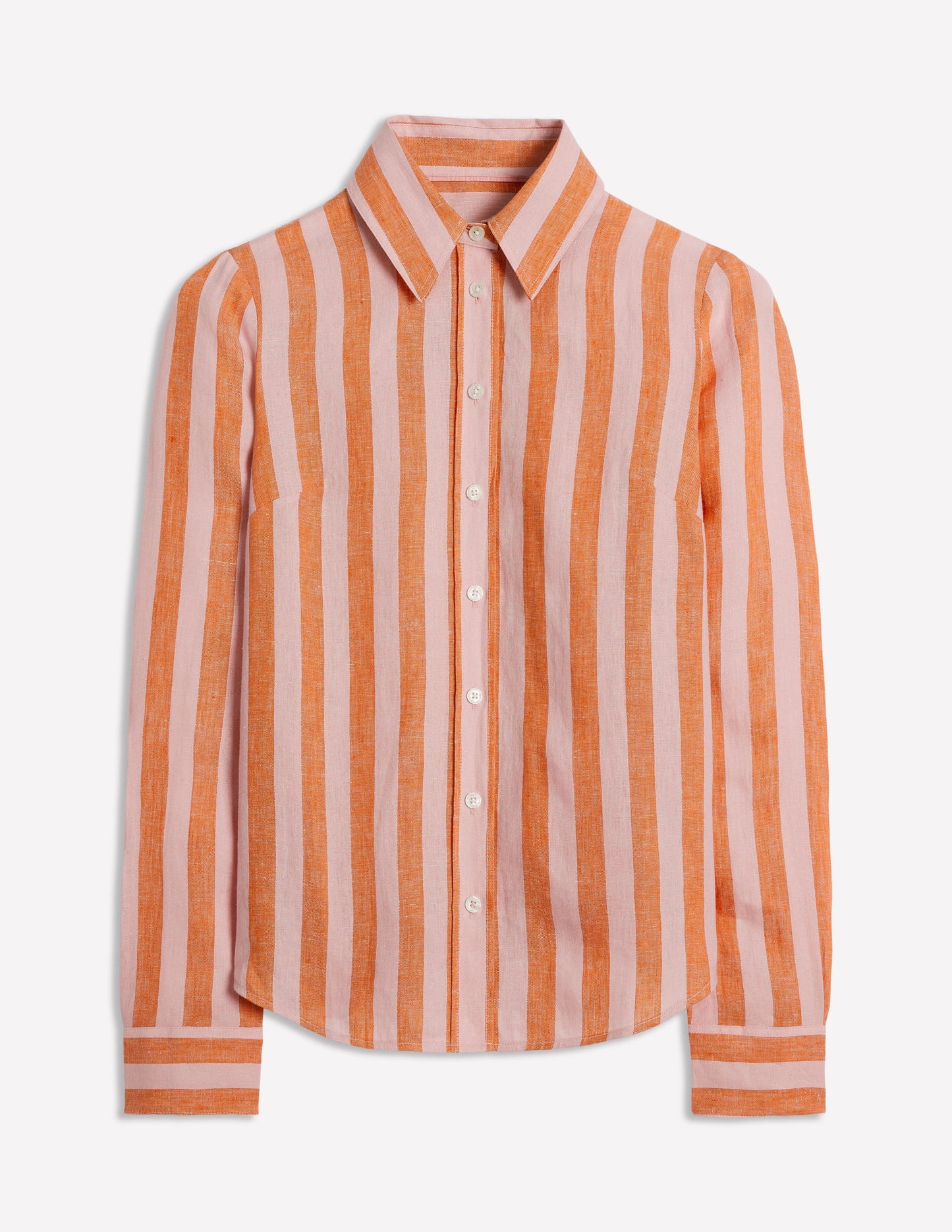 Sienna Linen Shirt-Firecracker and Pink Stripe