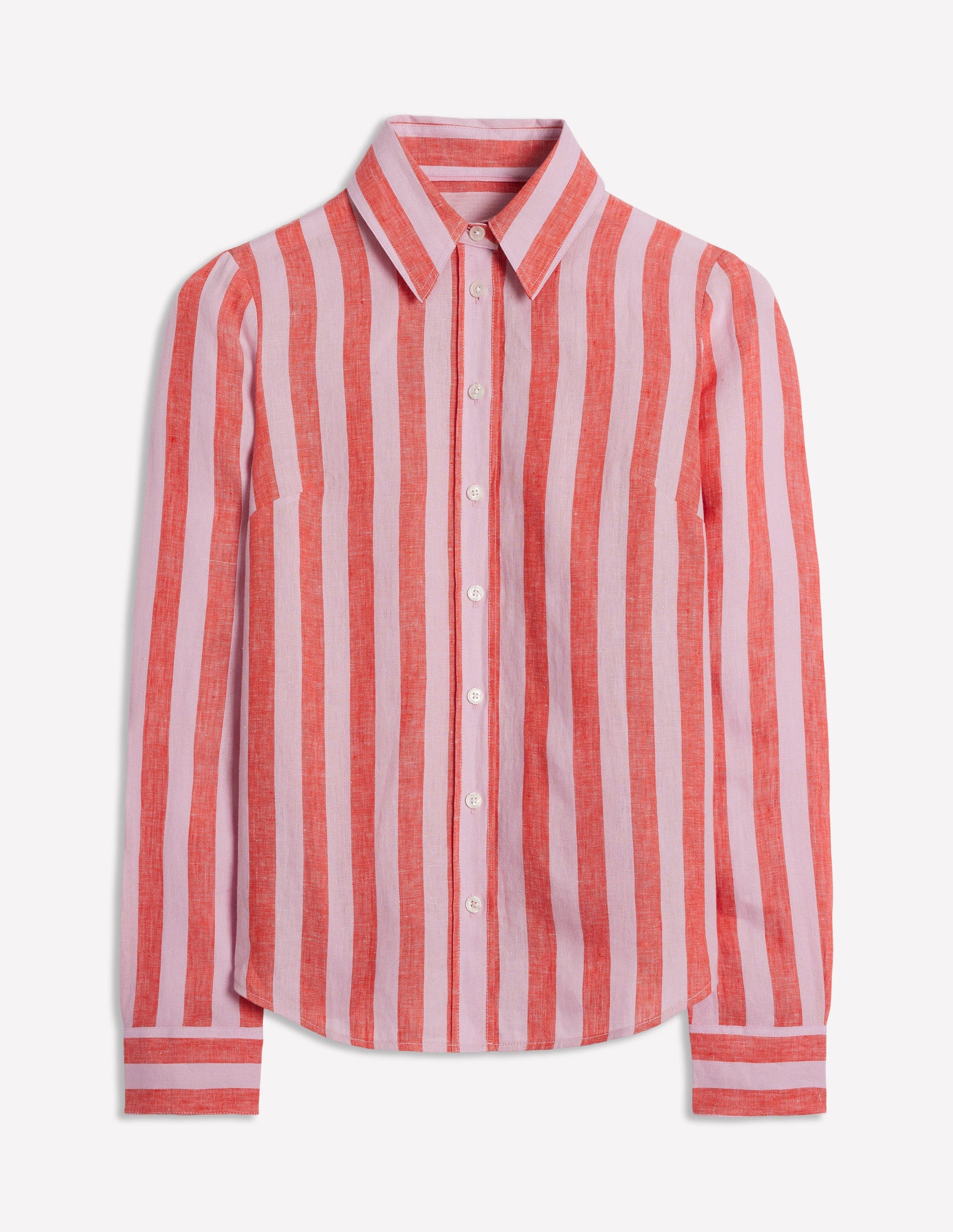 Sienna Linen Shirt-Firecracker and Pink Stripe-8