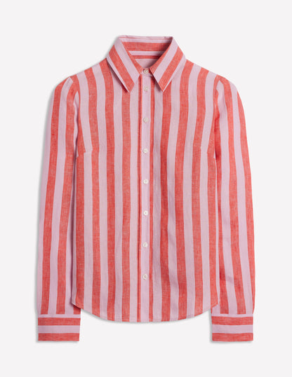 Sienna Linen Shirt-Firecracker and Pink Stripe-8