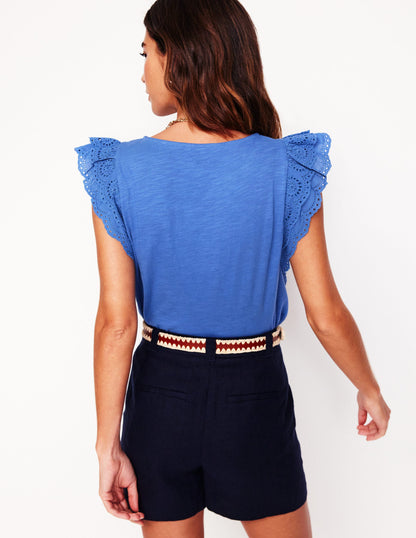 Belle Broderie Sleeve Top-Blue River