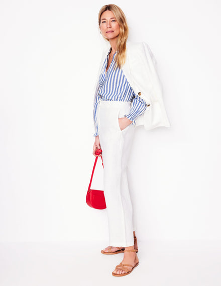 Evie Double Cloth Top-Bright Blue Stripe