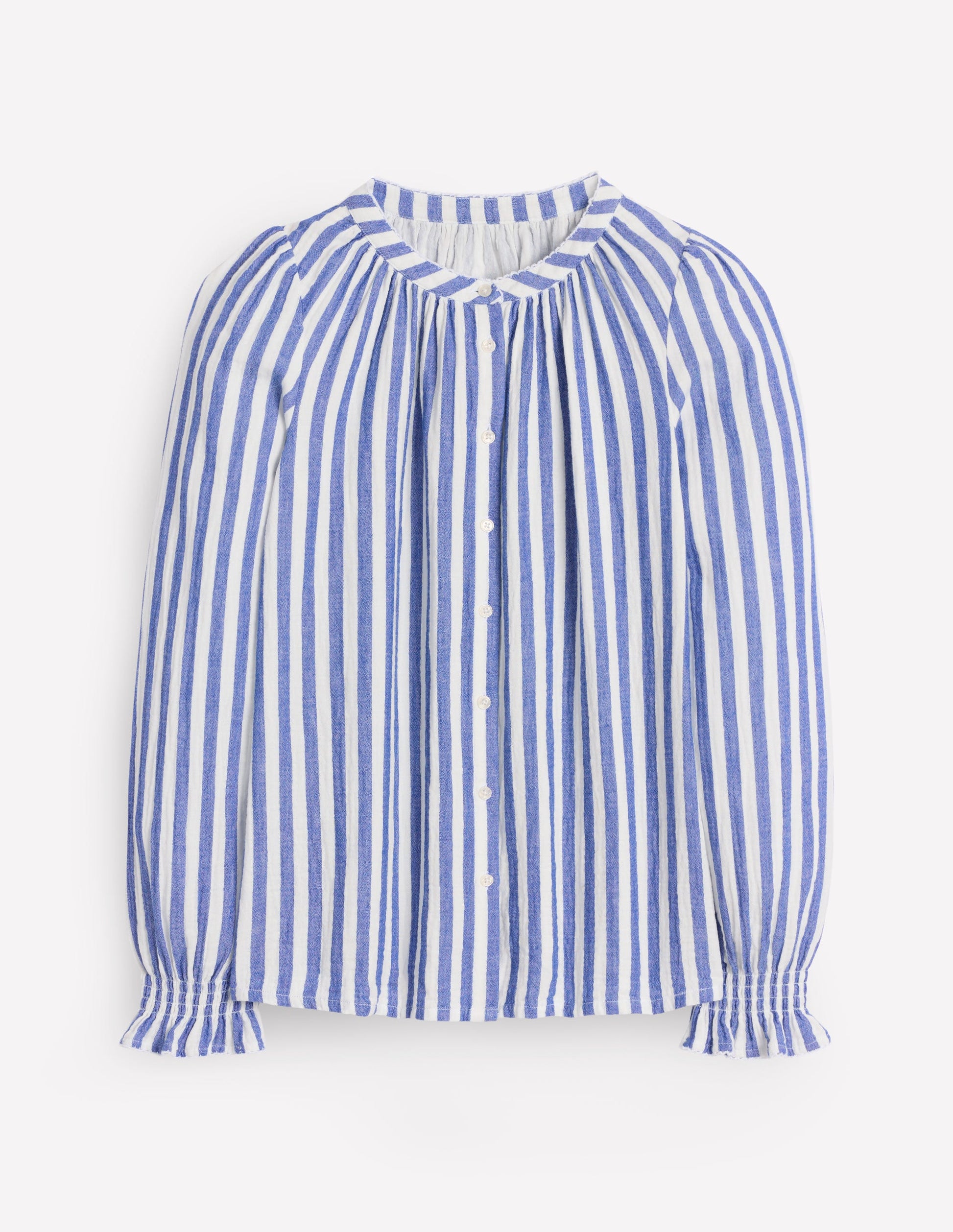 Evie Double Cloth Top-Bright Blue Stripe-7