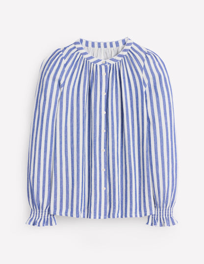 Evie Double Cloth Top-Bright Blue Stripe-7