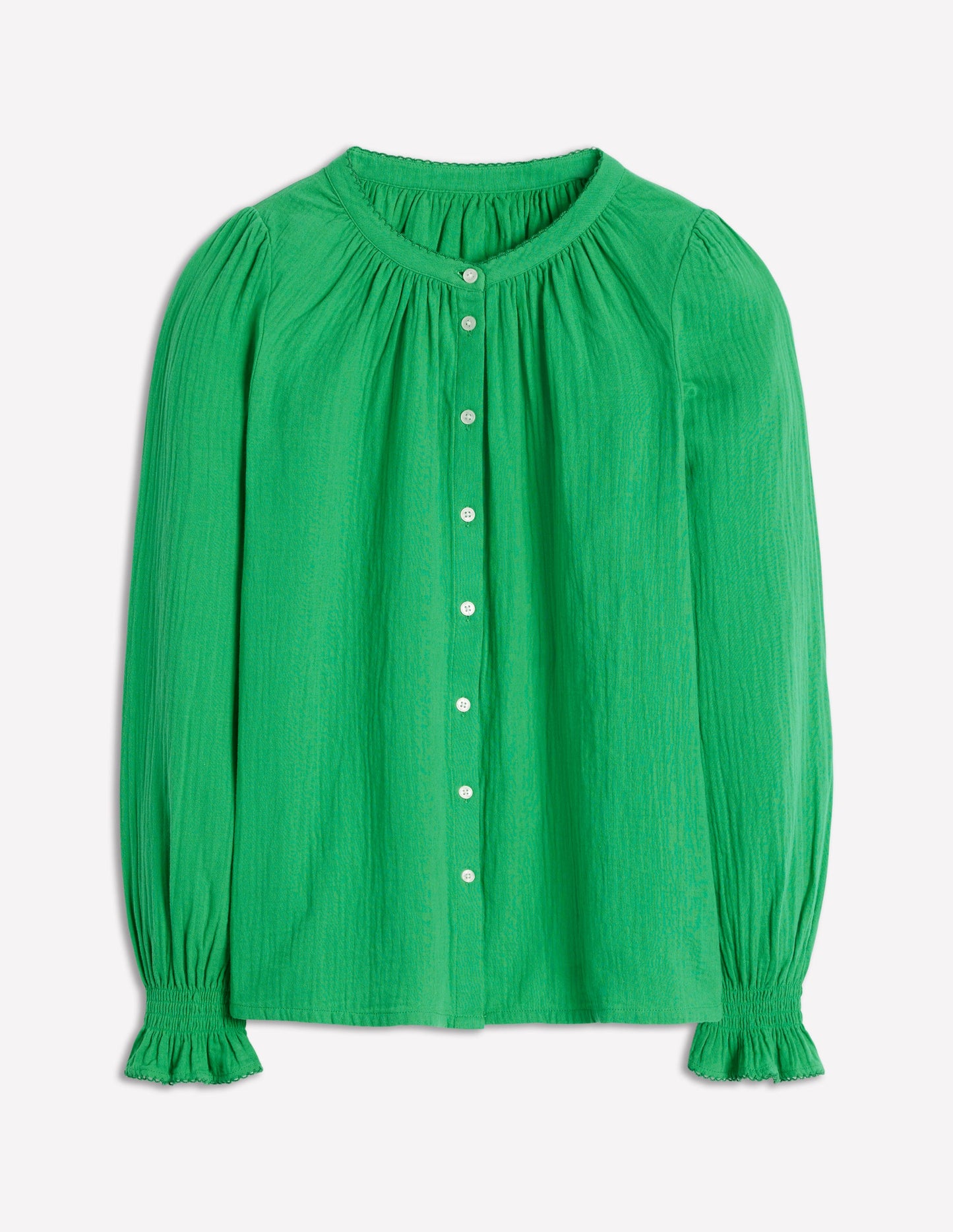 Evie Double Cloth Top-Sapling Green