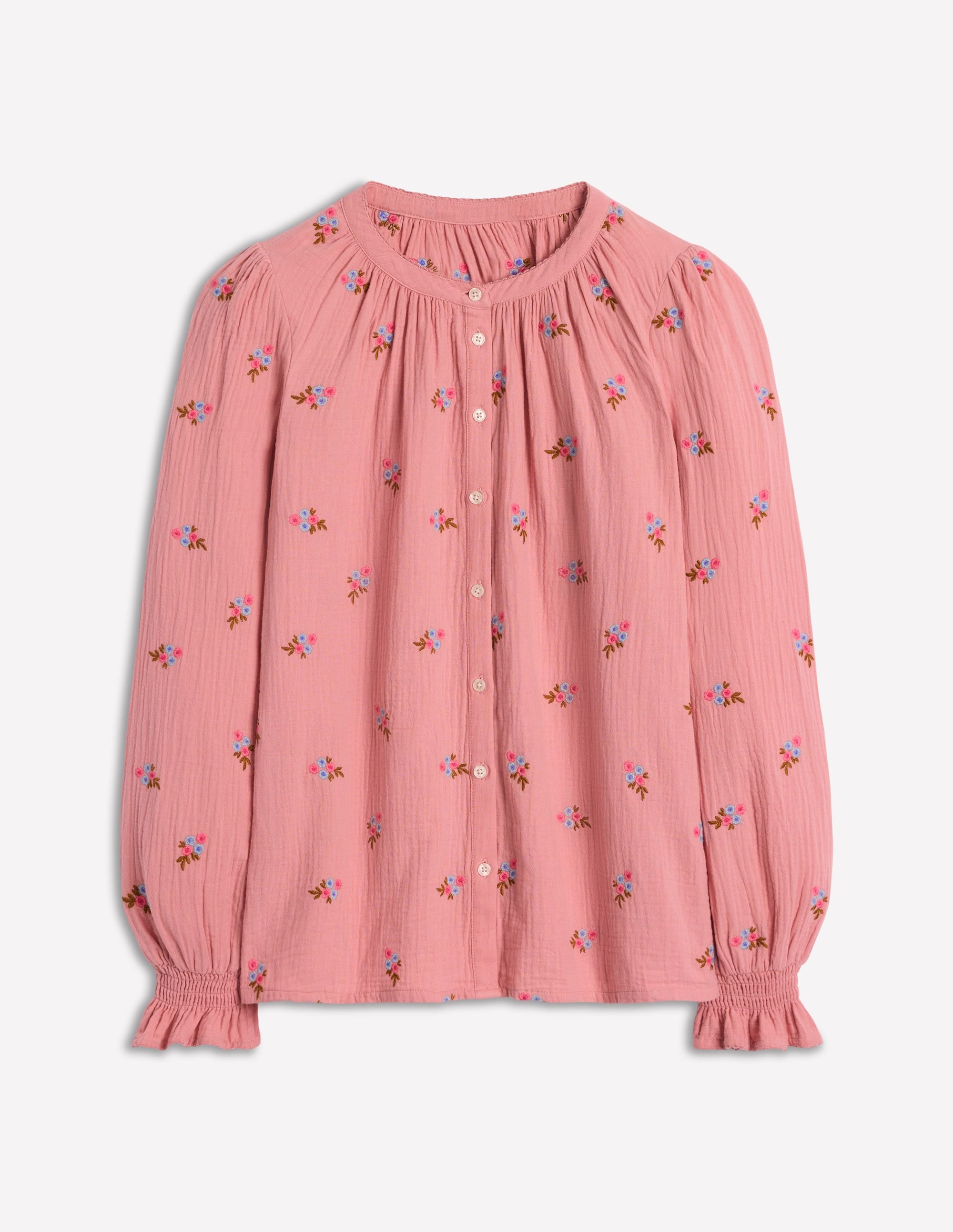 Evie Double Cloth Top-Almond Pink, Floral Embroidery - Image 7