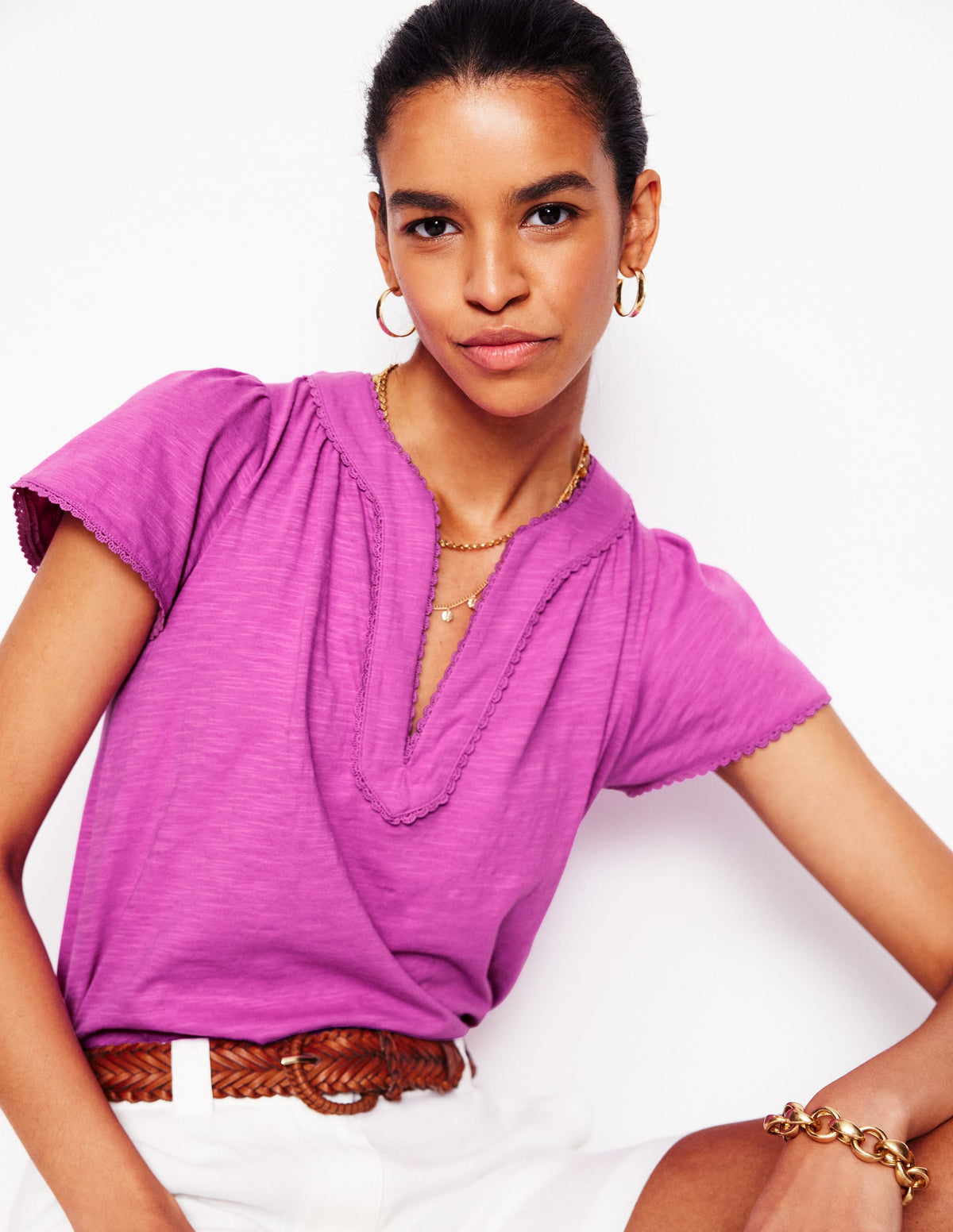 Ava Short Sleeve Top-Radiant Orchid - Image 2