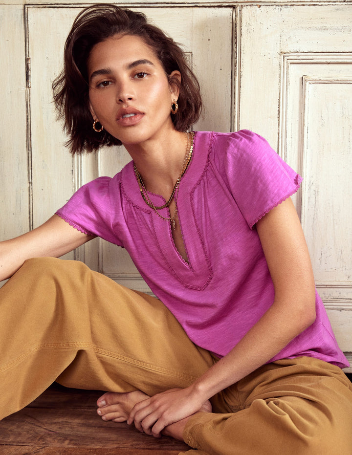 Ava Short Sleeve Top-Radiant Orchid