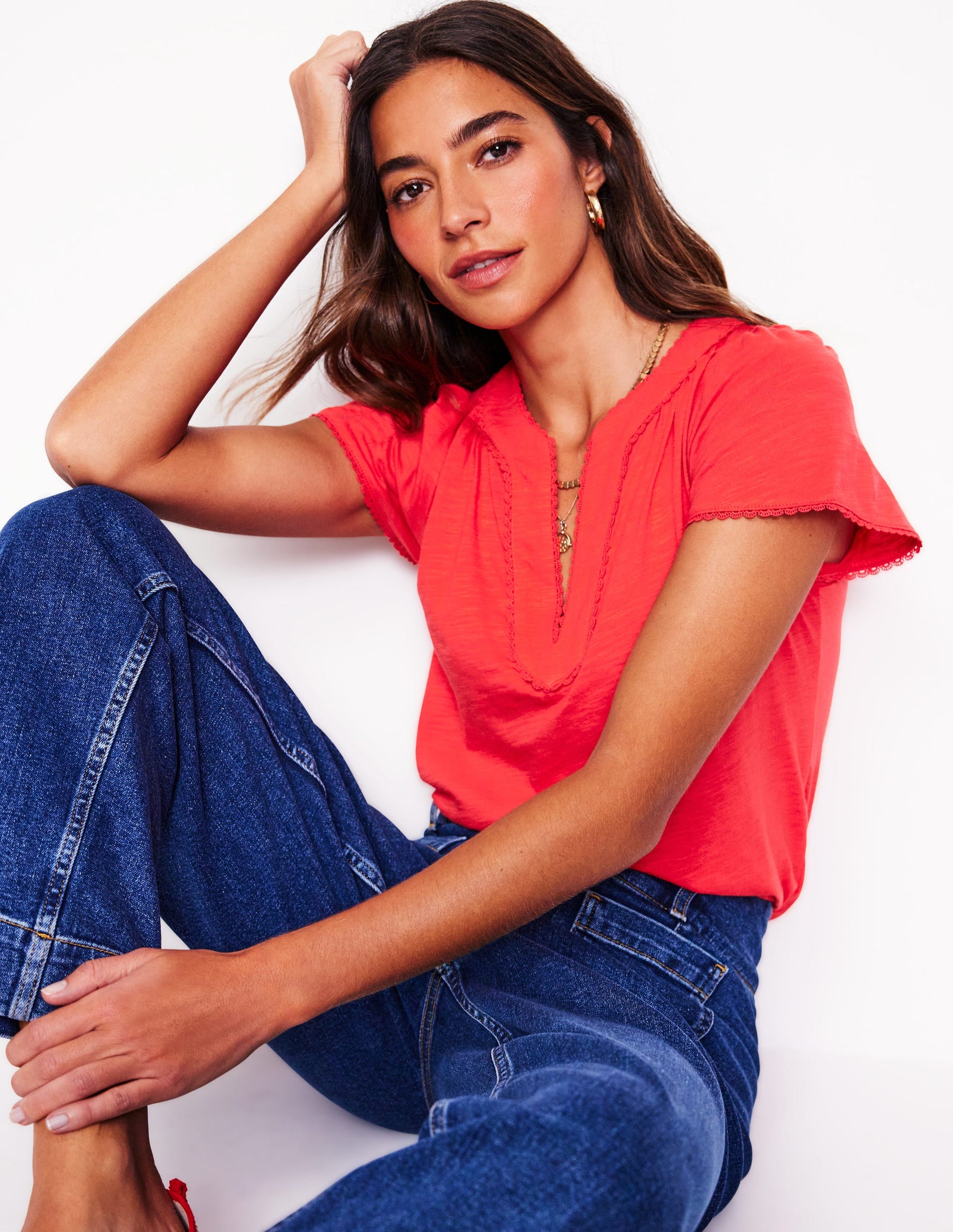 Ava Short Sleeve Top-Jam Red-1