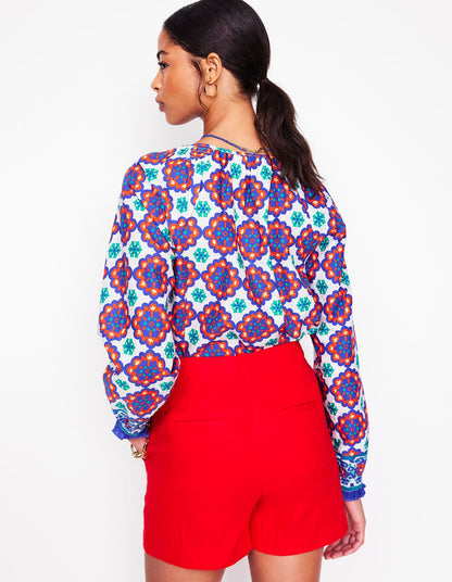 Easy Cotton Blouse-Bright Blue, Bloom Geo-5