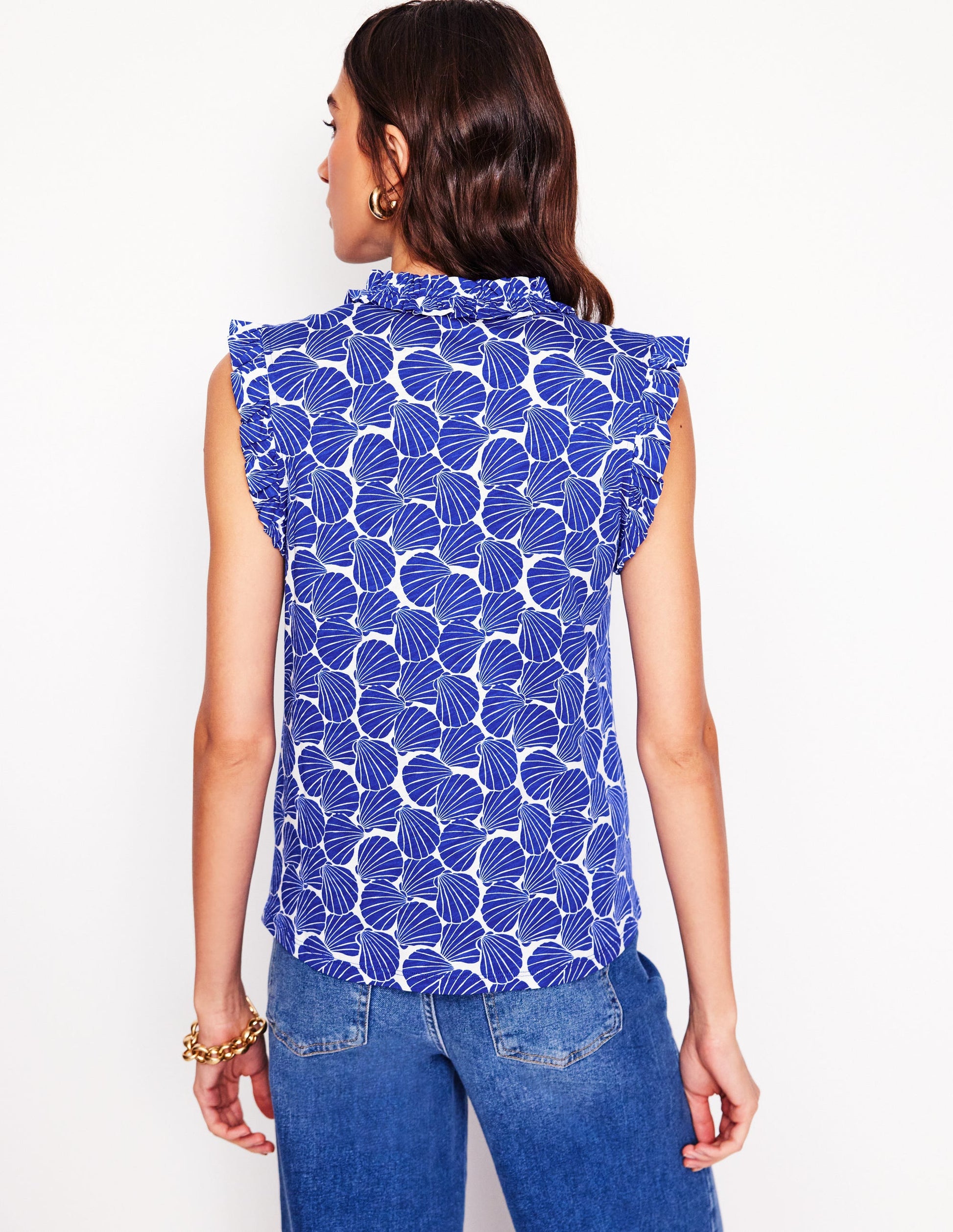 Lola Sleeveless Top-Bright Blue, Seashell-3