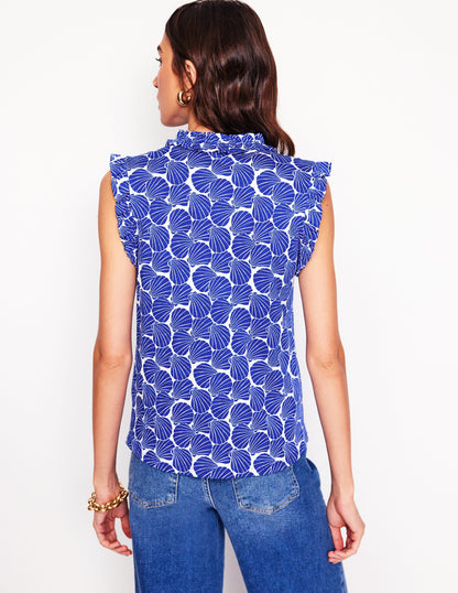Lola Sleeveless Top-Bright Blue, Seashell-3