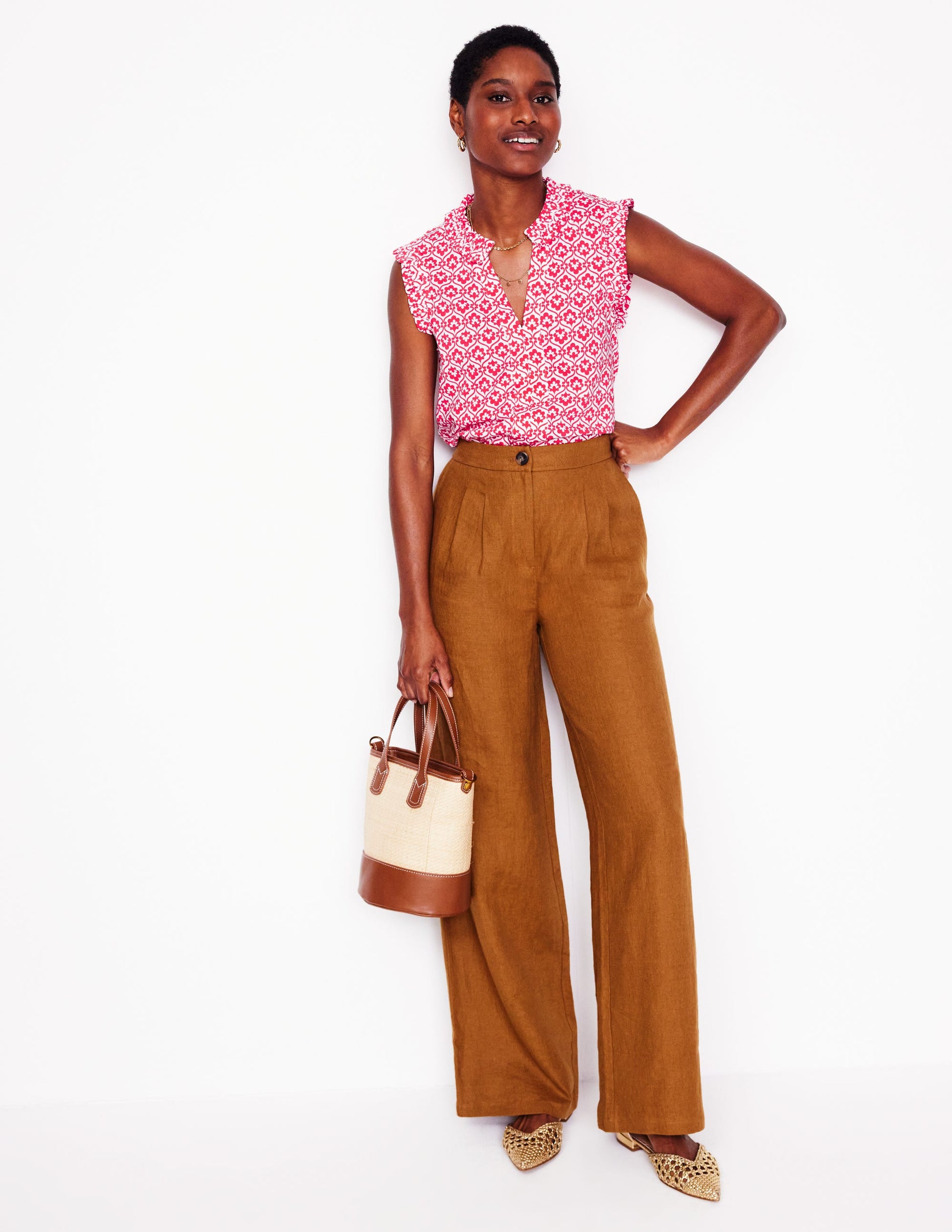 Lola Sleeveless Top-Strawberry Tart, Ivy Trellis-1