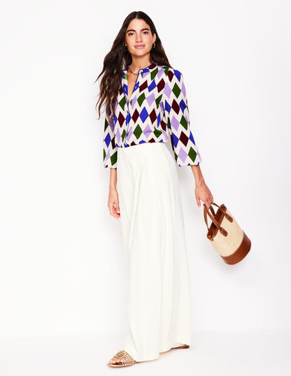 Ara Long Sleeve Top-Multi, Diamond Stripe