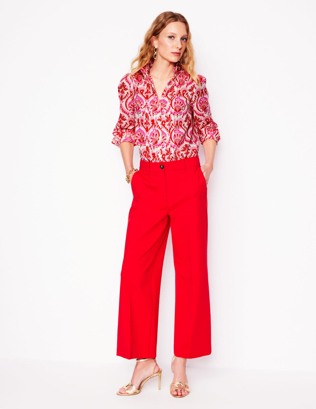 Felicity Cotton Blouse-Poppy Red, Ornamental Floral - Image 7