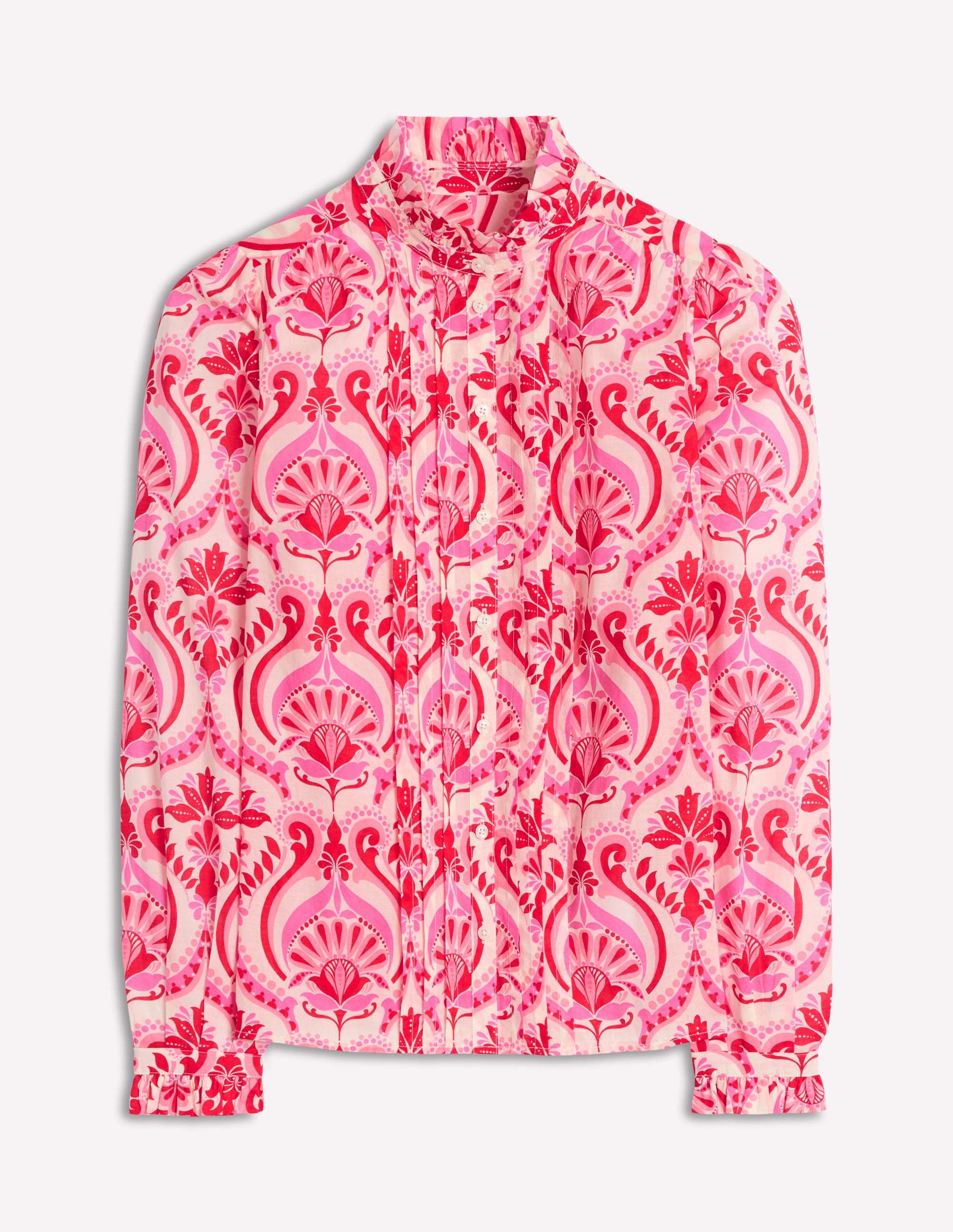 Felicity Cotton Blouse-Poppy Red, Ornamental Floral - Image 10