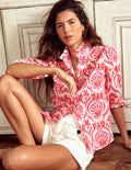Felicity Cotton Blouse-Poppy Red, Ornamental Floral