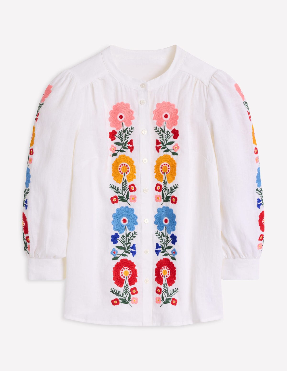Alicia Linen Top-White, Floral Embroidery - Image 11