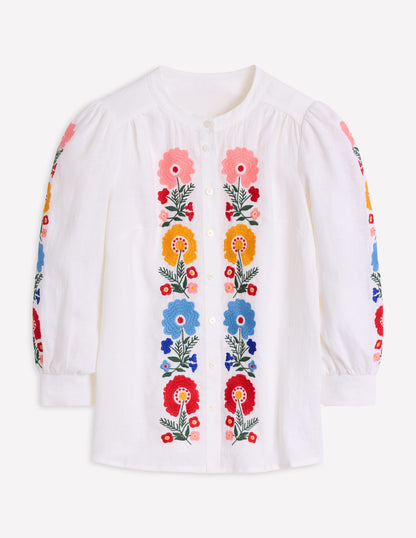 Alicia Linen Top-White, Floral Embroidery-11