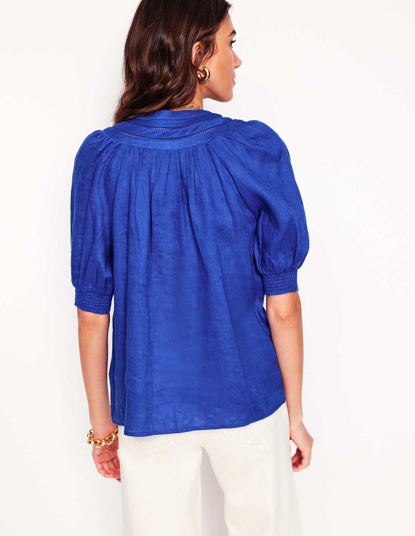 Bea Linen Top-Bright Blue