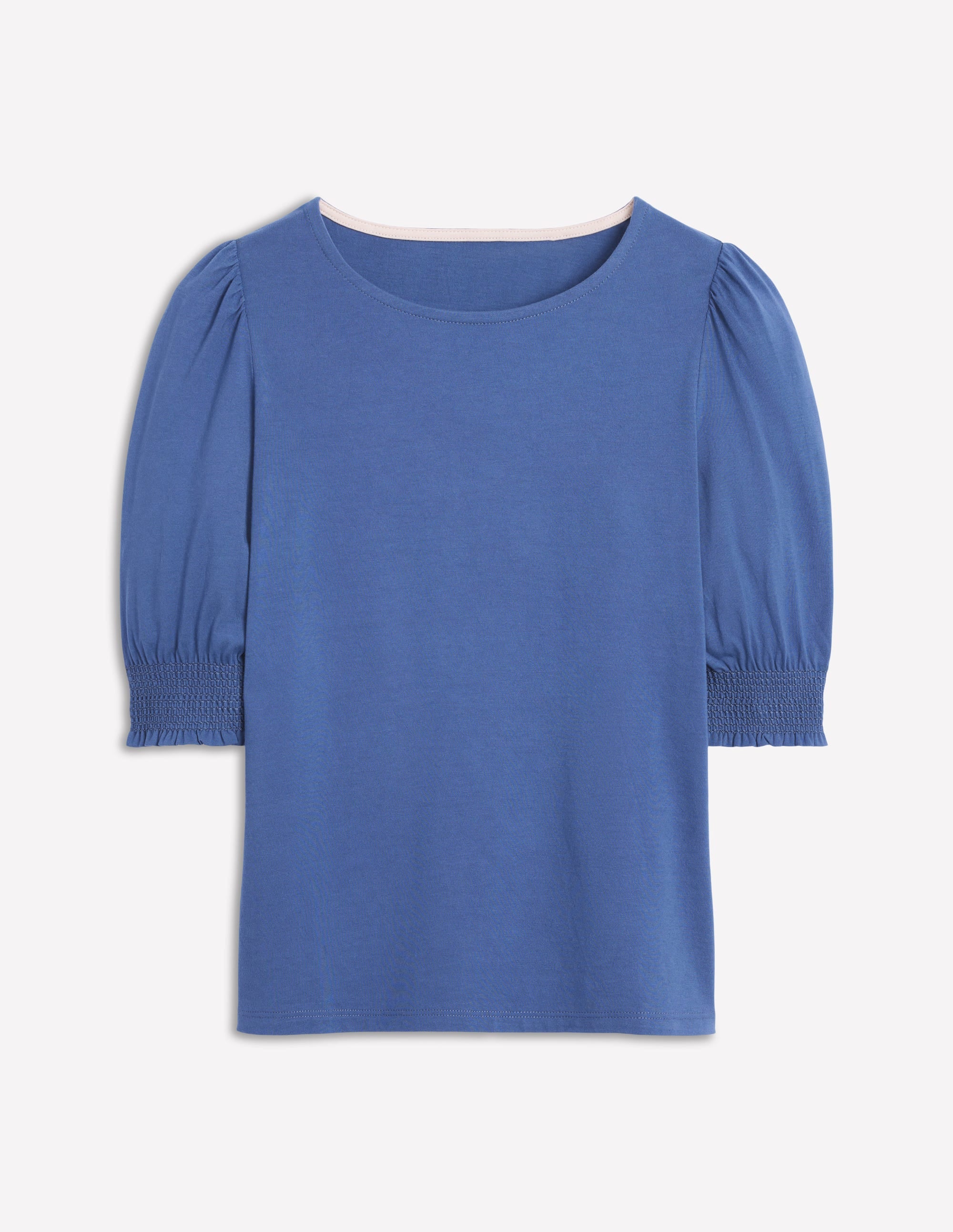 Short Sleeve Smocked Cuff Top-Denim Blue - Image 5