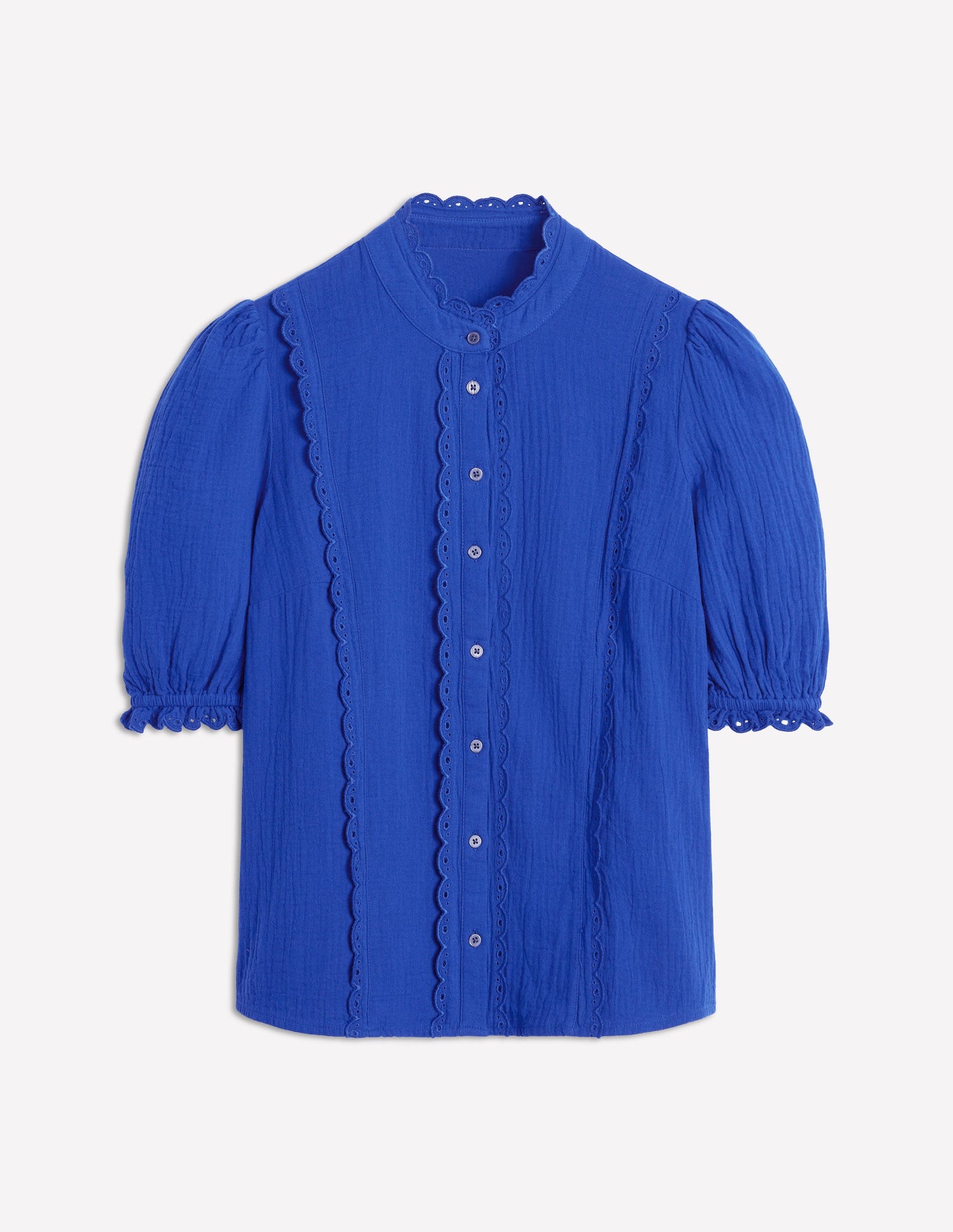 Scallop Double Cloth Top-Bright Blue