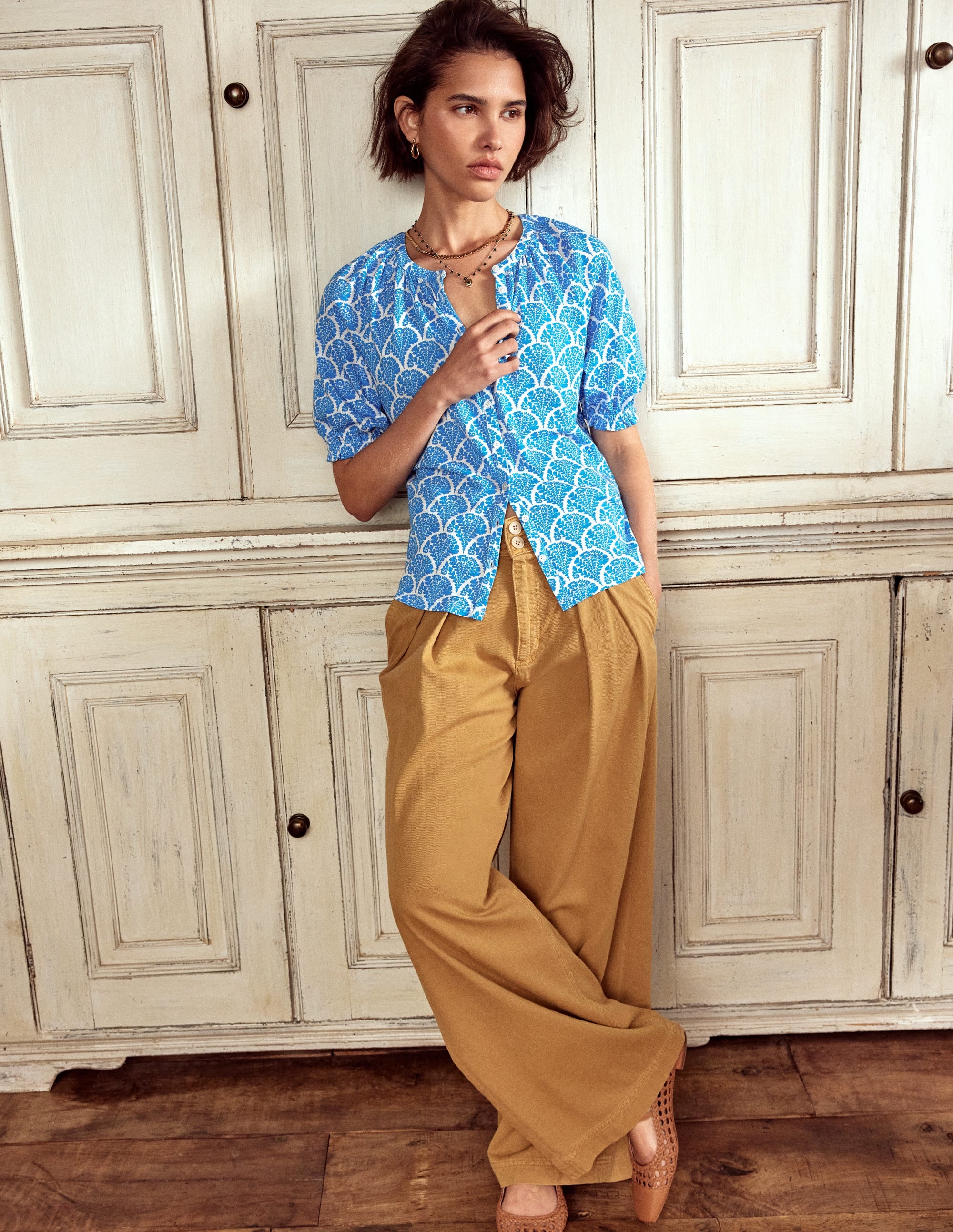 Isla Jersey Shirt-Cerulean Blue, Blossomy - Image 1