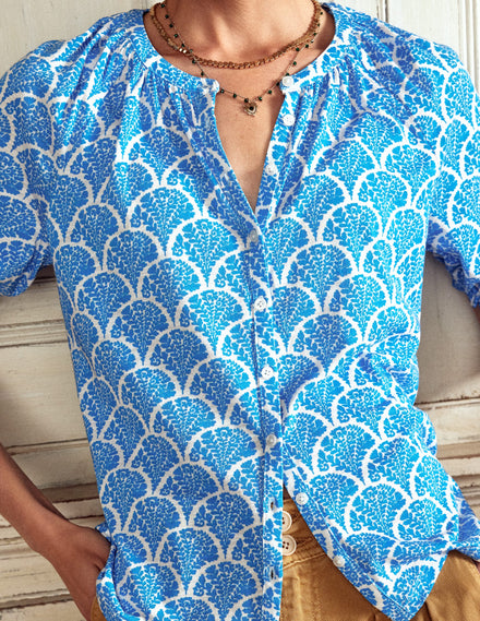 Isla Jersey Shirt-Cerulean Blue, Blossomy