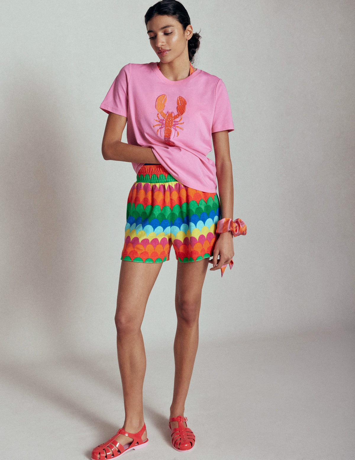 Relaxed Novelty T-Shirt-Pink Rose, Lobster - Image 5