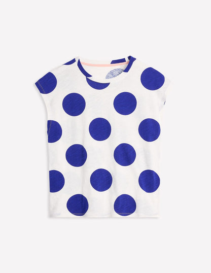 Printed Slub T-Shirt-Bright Blue, Spot