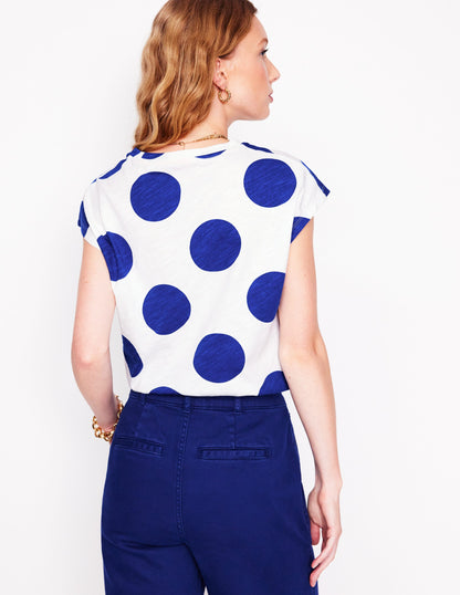 Printed Slub T-Shirt-Bright Blue, Spot