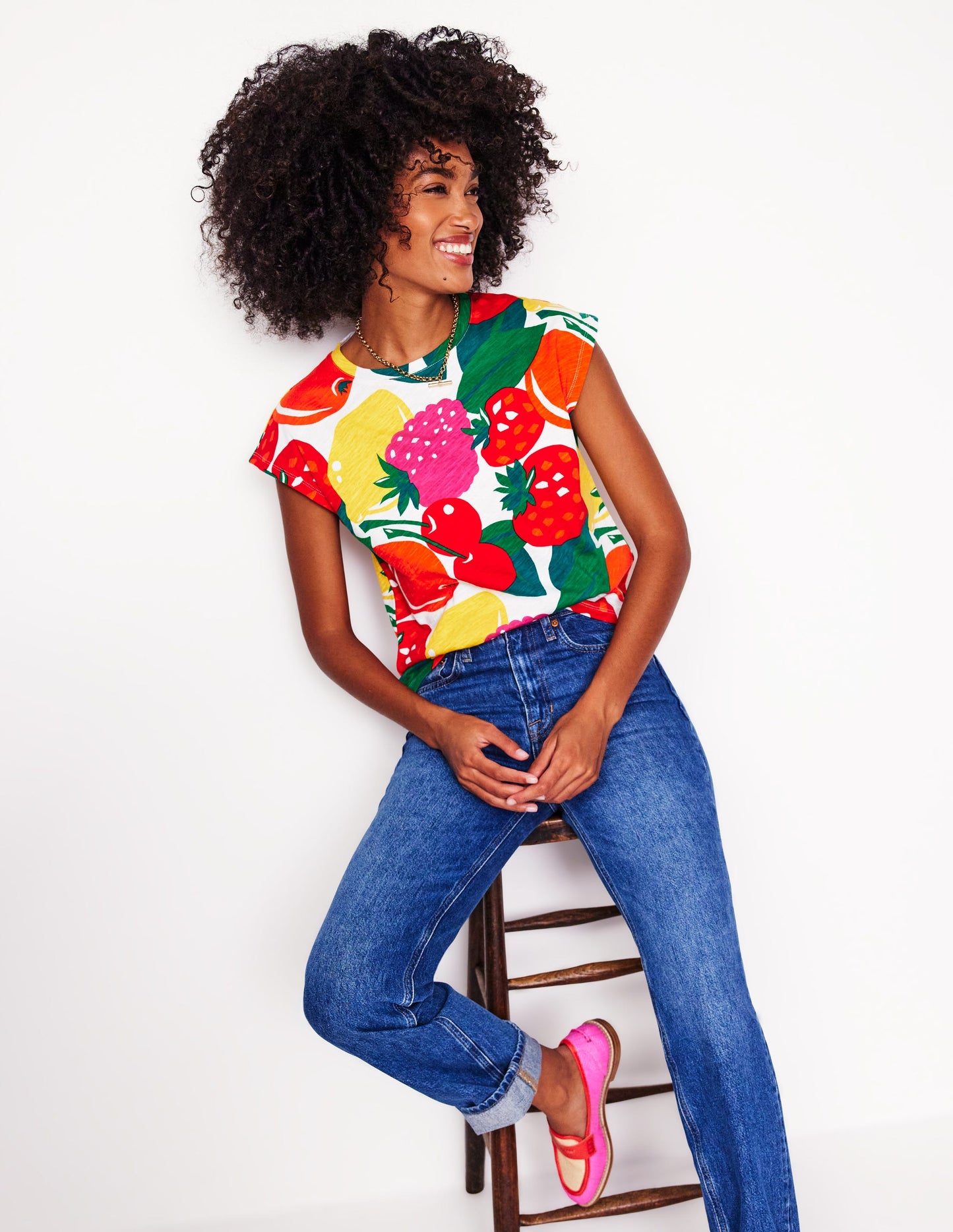 Printed Slub T-Shirt-Multi, Summer Fruits