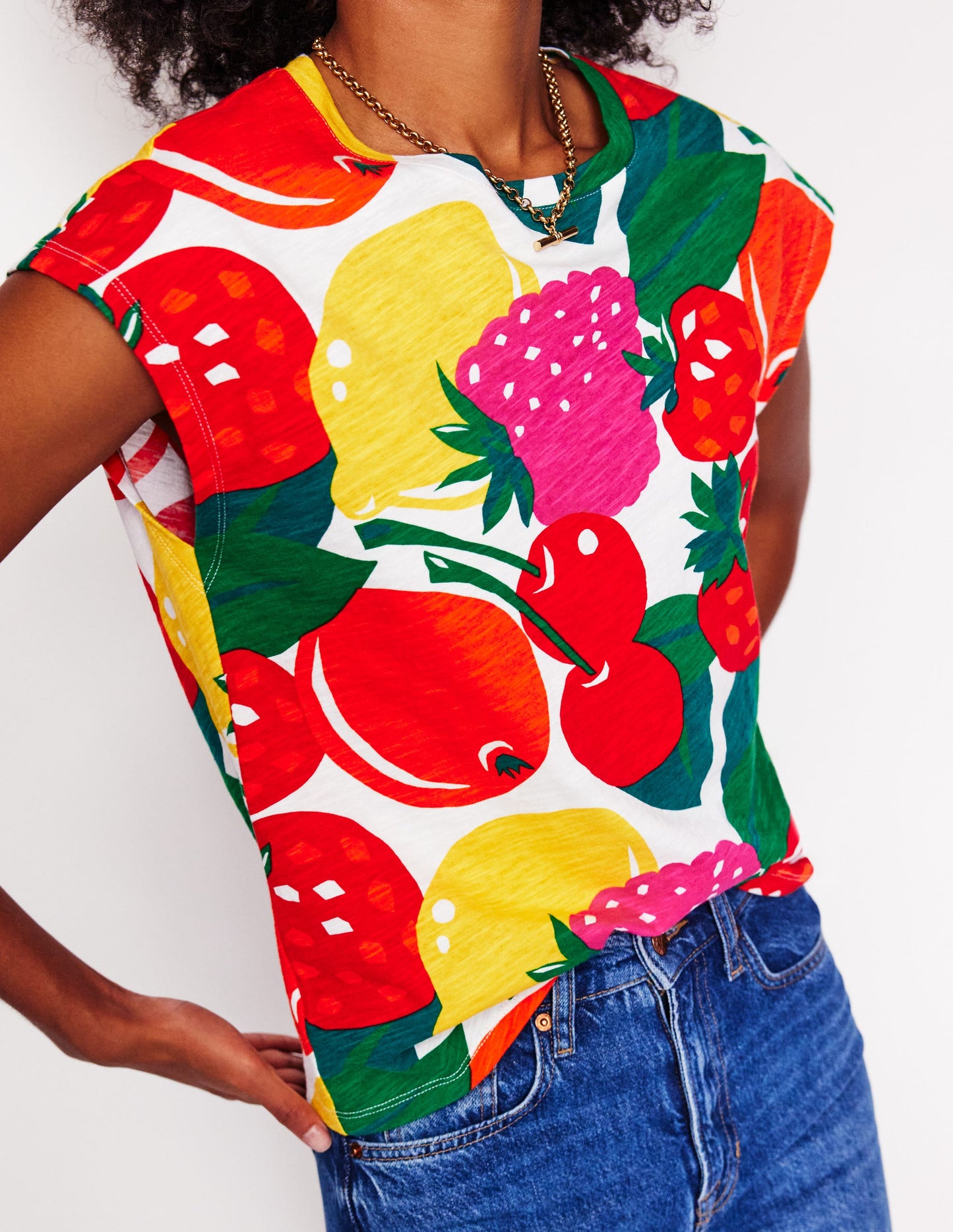 Printed Slub T-Shirt-Multi, Summer Fruits