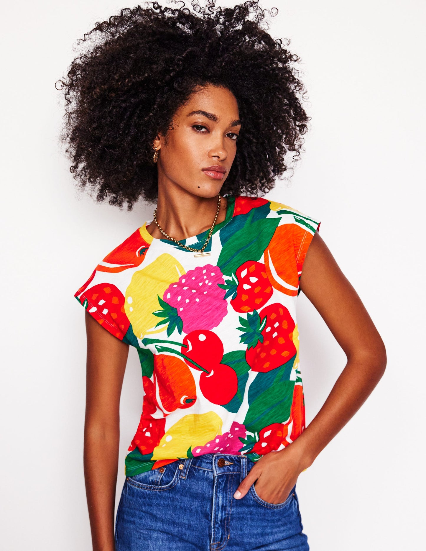 Printed Slub T-Shirt-Multi, Summer Fruits