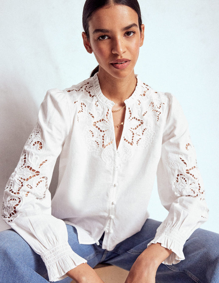 Cutwork Embroidered Blouse-White