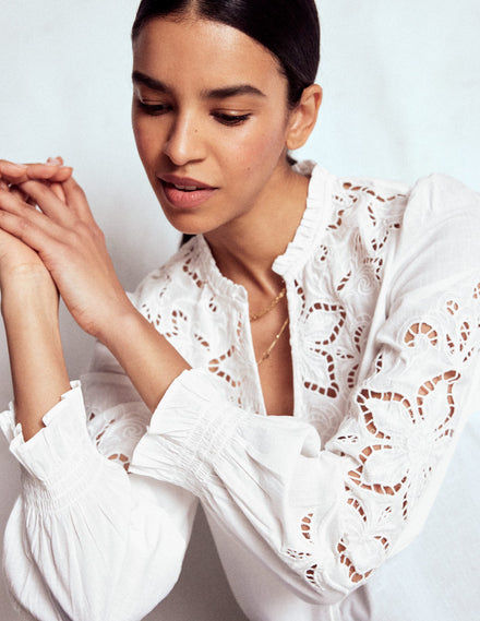 Cutwork Embroidered Blouse-White